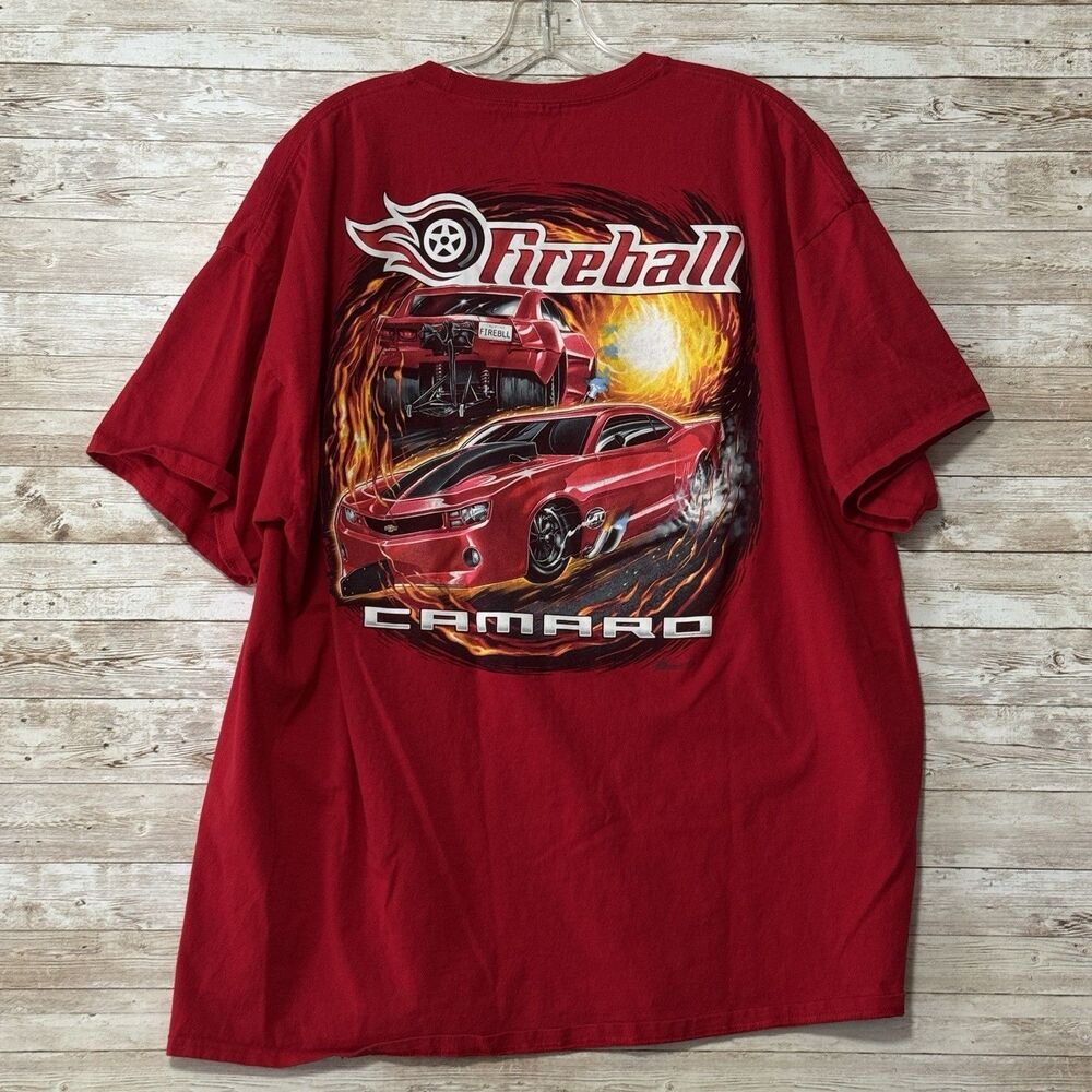 Fireball Camaro Red T-Shirt Mens XXL Port & Company - Cut Tag